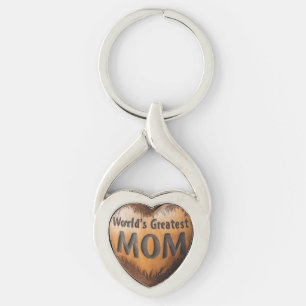 Världens Bästa Mamma Metall Twisted Hjärtanhängare Heart Silverfärgad Nyckelring