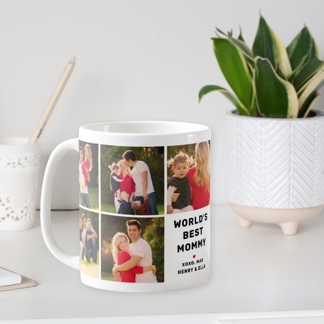 Världens Bästa Mamma Modern Fotokollage Kaffemugg (Skapare uppladdad)