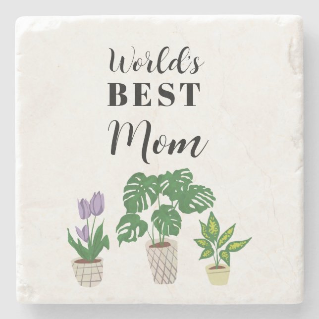 Världens bästa mamma mors dag krukväxter stenunderlägg (Framsidan)