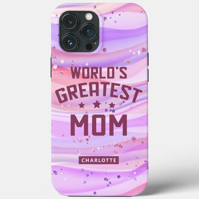 Världens Bästa Mamma Mors Dag Lila Glitter (Baksida)