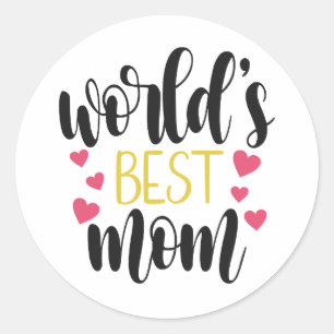 Världens bästa Mamma Mors dag   Sticker Runt Klistermärke