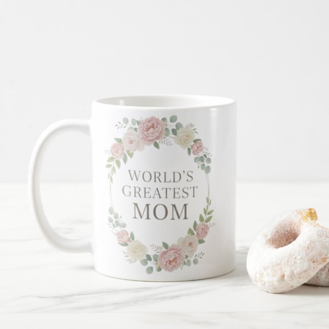 Världens Bästa Mamma Mugg | Blommig Krans Keramik (Med munk)