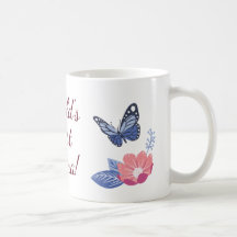 Världens Bästa Mamma Mugg, Fjäril Blommig Kaffemug