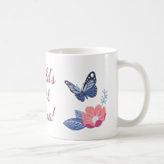 Världens Bästa Mamma Mugg, Fjäril Blommig Kaffemug Kaffemugg
