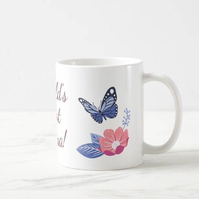 Världens Bästa Mamma Mugg, Fjäril Blommig Kaffemug Kaffemugg (Höger)