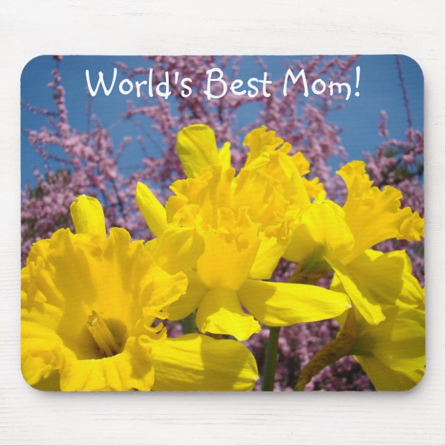 Världens bästa mamma! musmattor Vår Daffodil Blomm (Framsidan)