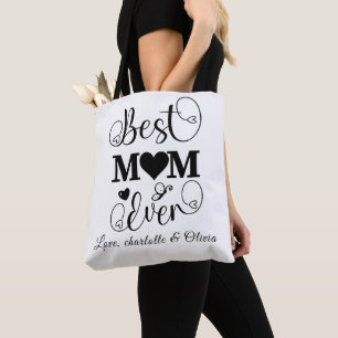 Världens bästa Mamma någonsin Mors dag svartvitt Tygkasse