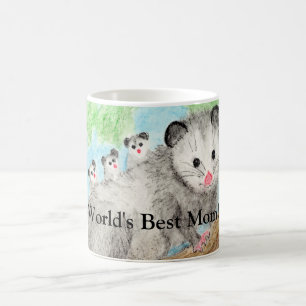 Världens bästa Mamma! Opossum och spädbarn Kaffemugg