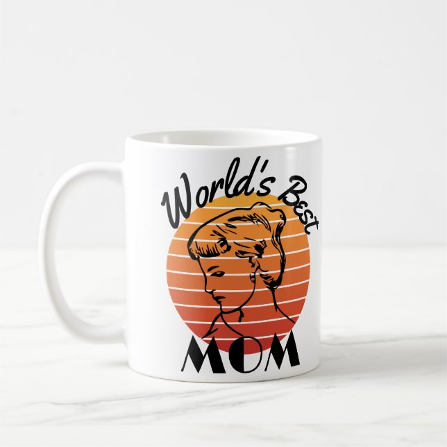 Världens bästa mamma | orange rand-återgång kaffemugg (Vänster)