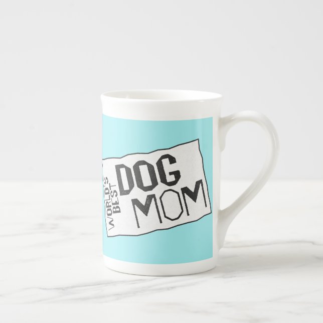 Världens bästa Mamma-pastellblått texturerad i Hun Benporslin Mugg (Höger)