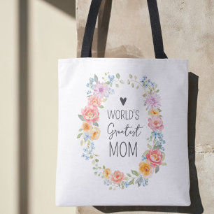 Världens Bästa Mamma Personligt Citat Blommig Tygkasse