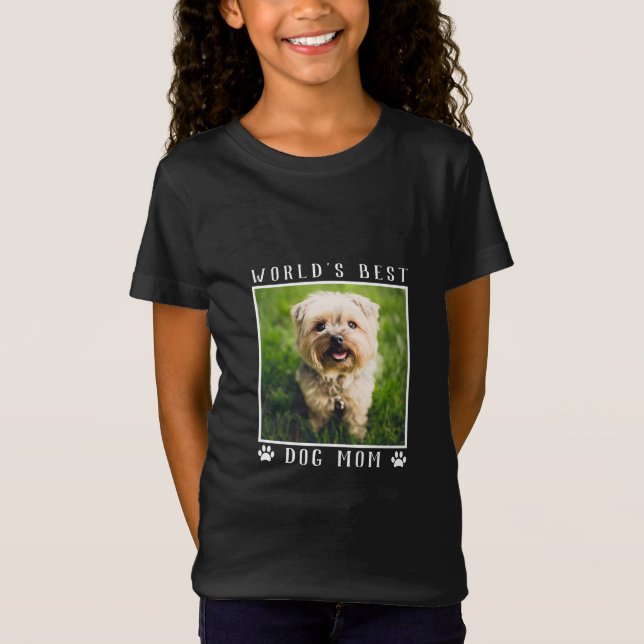 Världens bästa Mamma Pet Photo Tass avtryck i Hund T Shirt (Framsida)
