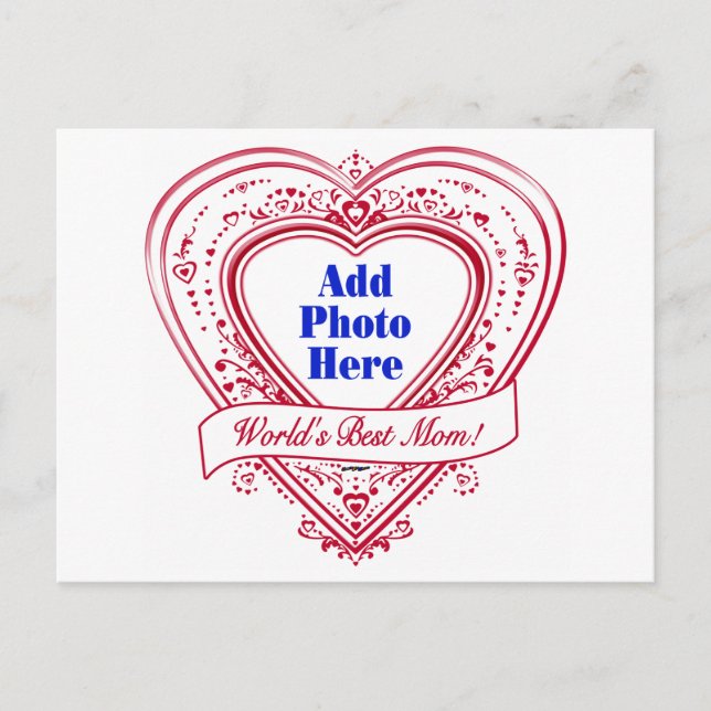 Världens bästa Mamma! Photo Red Hearts Vykort (Framsida)