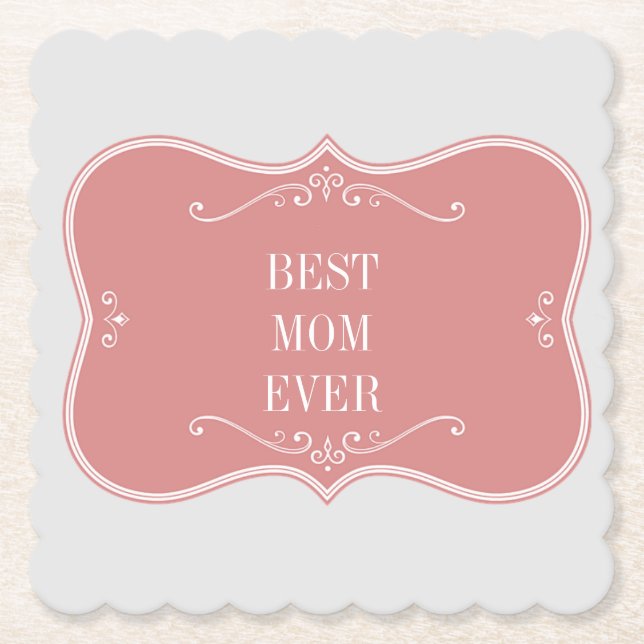 Världens bästa mamma, rosa ram kvadraten underlägg papper (Framsida)