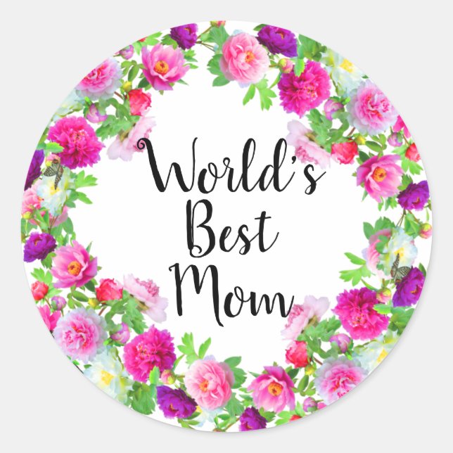 Världens bästa Mamma Runt Klistermärke (Framsida)