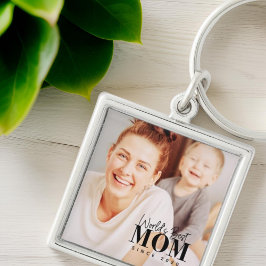 Världens bästa Mamma sedan 20XX Modern Photo Fyrkantig Silverfärgad Nyckelring