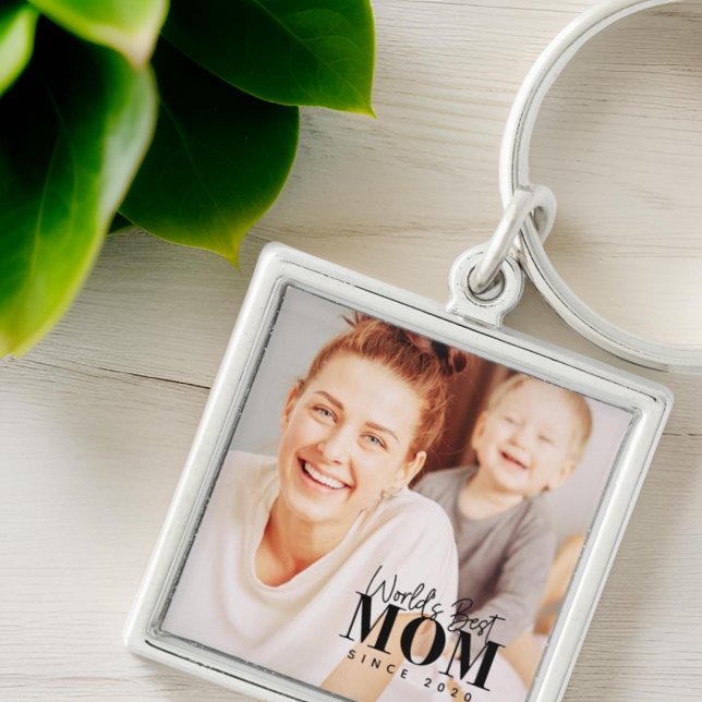 Världens bästa Mamma sedan 20XX Modern Photo Fyrkantig Silverfärgad Nyckelring (Skapare uppladdad)