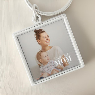 Världens bästa Mamma sedan 20XX Modern Photo Fyrkantig Silverfärgad Nyckelring