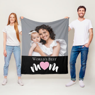 Världens Bästa Mamma Söt Hjärtformad Svart Modern Fleecefilt