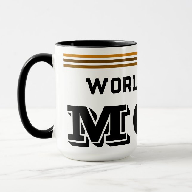 Världens bästa Mamma-sportsy-bruna stripe-kaffe Ko Mugg (Vänster)