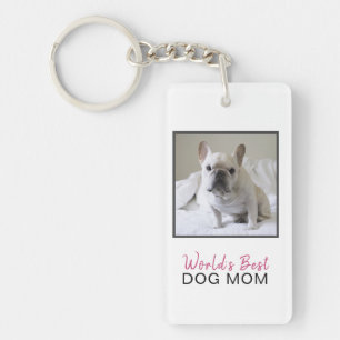 Världens bästa Mamma Square Hund Photo Rosa Grått