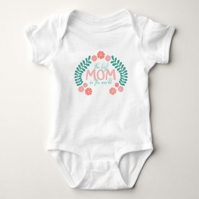 Världens bästa mamma text blommig t shirt (Framsida)