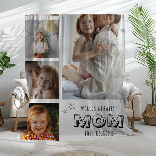 Världens Bästa Mamma Trendig Foto-remsa Fleecefilt