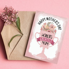 Världens Bästa Mamma Trophy Blommor Mors Dag Helgkort