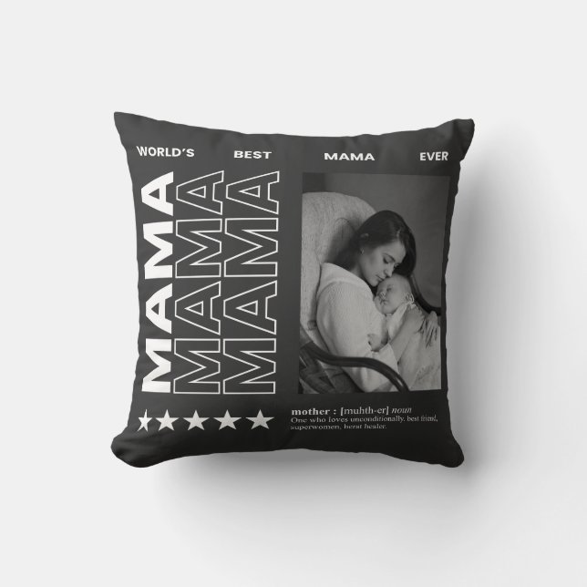 Världens Bästa Mamma Typografi och Anpassad bild Kudde (Framsida)