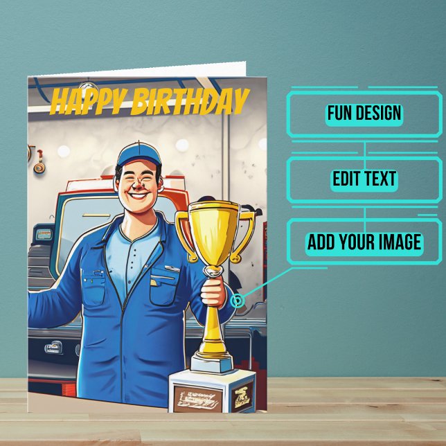 Världens bästa mekaniska födelsedag kort (This fun card is specifically for the mechanic friend in your life.)