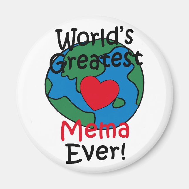 Världens Bästa Mema Hjärta Magnet (Framsidan)