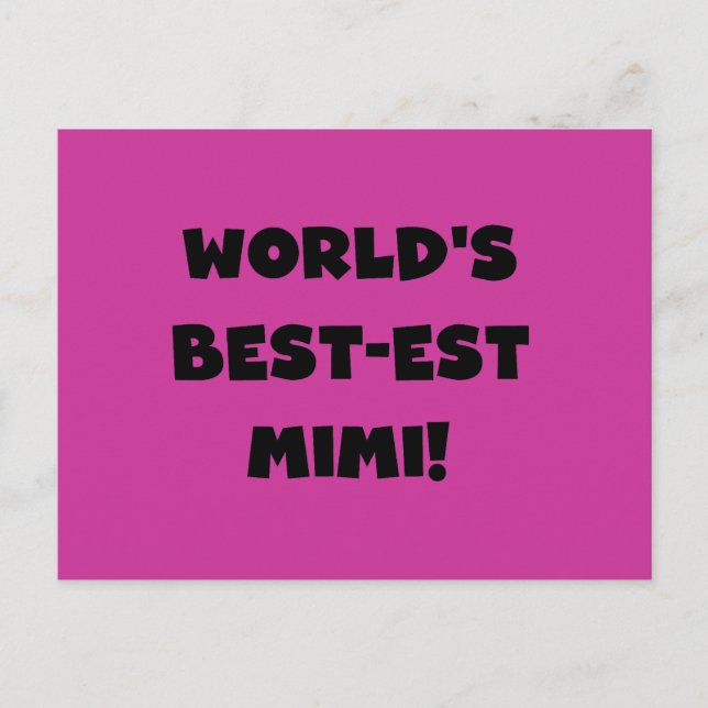 Världens bästa Mimi Black Text T-shirts och Gift Vykort (Framsida)