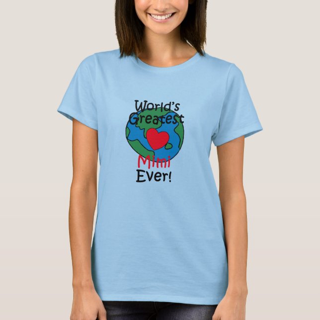 Världens Bästa Mimi Hjärta T-shirt (Framsida)
