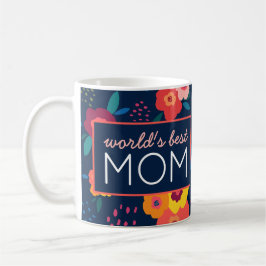 Världens bästa moderna Mamma-Blommigt i blått Kaffemugg