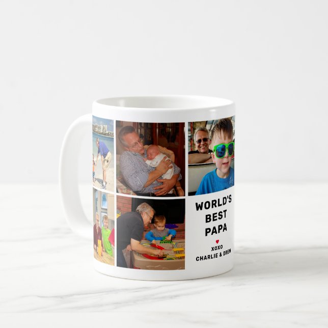 Världens bästa moderna Pappa-fotokollage Kaffemugg (Framsida vänster)