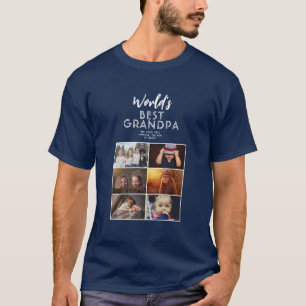 Världens bästa morfar-Anpassningsbar 6 Fotokollage T Shirt