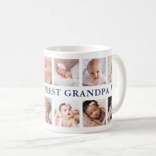 Världens bästa morfar-marinblå 12 fotokollage kaffemugg