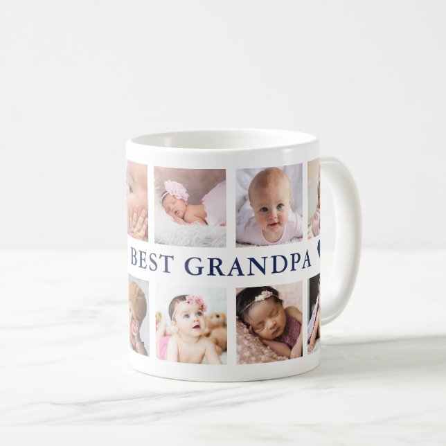 Världens bästa morfar-marinblå 12 fotokollage kaffemugg (Framsida höger)