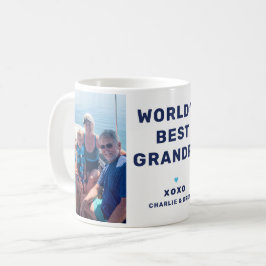 Världens bästa morfar Modern Navy Blue Two Photo Kaffemugg