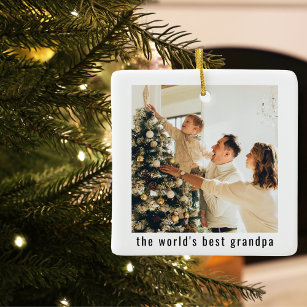 Världens bästa morfar   Två foto Julgransprydnad Keramik