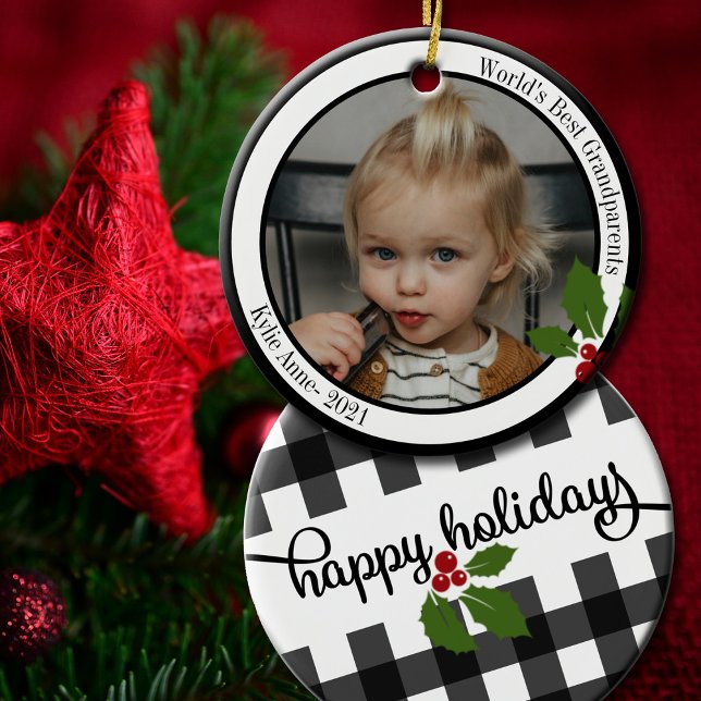 Världens bästa morföräldrar | Buffalo Play Helgdag Julgransprydnad Keramik (Surprise the grandparents this holiday season with this lovely personalized Christmas ornament.)