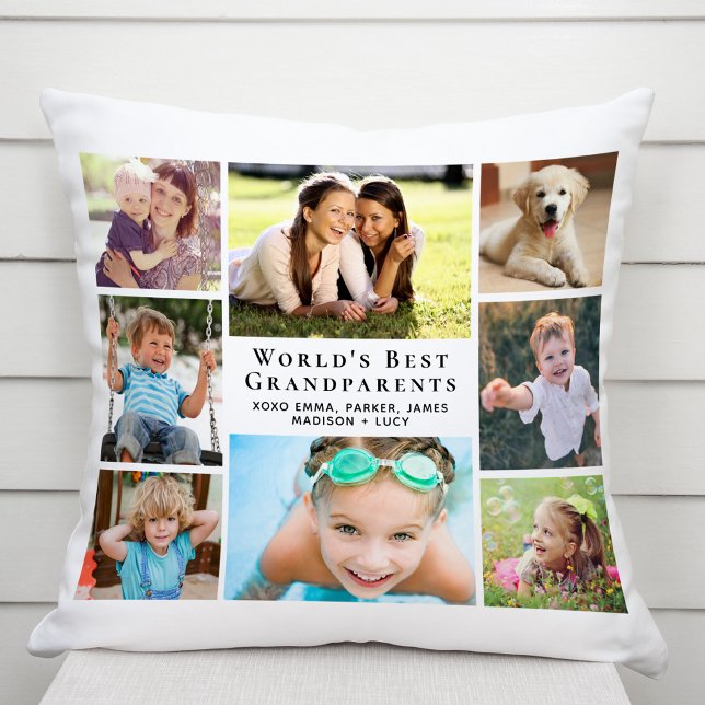 Världens bästa morföräldrar Foto Collage Kudde (Skapare uppladdad)