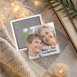 Världens bästa mormapagnet magnet<br><div class="desc">Fira din mormor med den här hjärtliga och anpassade magneten med texten "Världens bästa mormor" bredvid ett omhuldat foto. En perfekt som gärna vill visa din kärlek och uppskattning för födelsedagar,  Mors dag eller tillfälle.. den här mormagneten kommer säkert att ge henne ett leende till ansikte.</div>