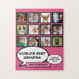 Världens Bästa Mormor 12 Foto Collage Rosa Kul Pussel