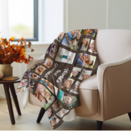 Världens Bästa Mormor 32 Familjefotokollage Brun Fleecefilt