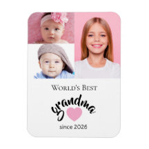 Världens Bästa Mormor 3 Foto Collage Kylskåp