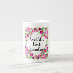 Världens bästa mormor benporslin mugg