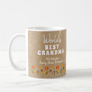 Världens Bästa Mormor Blommor Blommig Mors Dag Kaffemugg