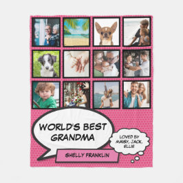 Världens bästa mormor, farmor 12 foto rosa fleecefilt