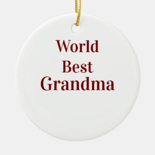 Världens bästa mormor farmor morföräldrar rosa n julgransprydnad keramik